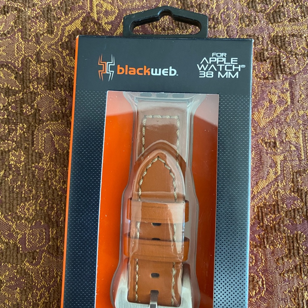 38mm Apple Watch replacement band blackweb leather